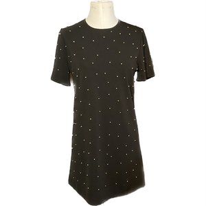 EUC Missguided Navy Blue Dress Gold Embellishments Size 6